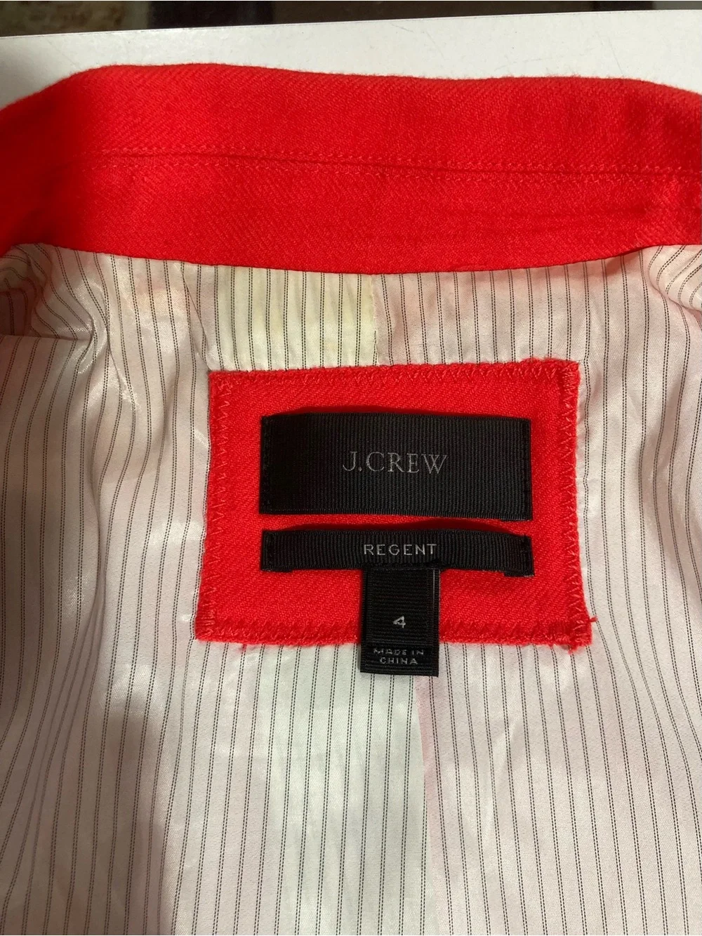 J. Crew Regent Red/Orange Wool Jacket Structured Cut Notched Collar Size 4